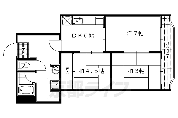 京都市上京区亀屋町のマンションの間取り