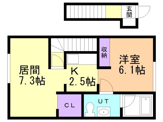 函館市美原のアパートの間取り