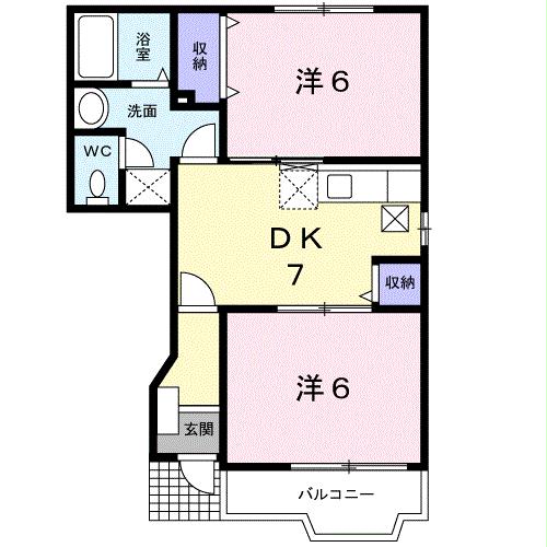 K　フラット　B棟の間取り