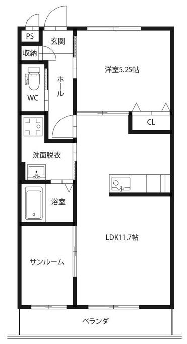 徳島市北佐古二番町のマンションの間取り