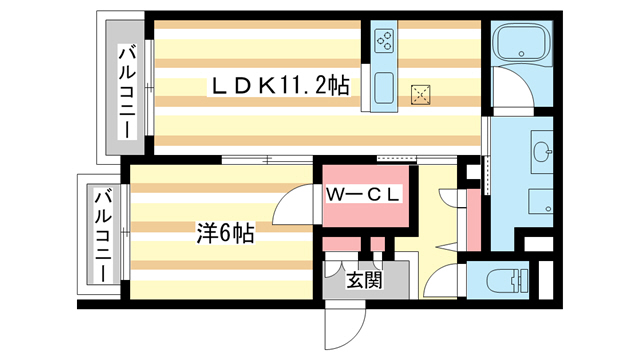 奈良市西大寺本町のアパートの間取り