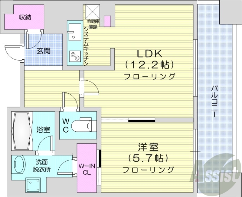 札幌市中央区南二条西のマンションの間取り