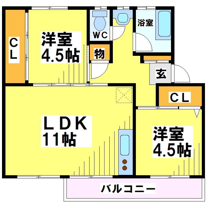 府中市日鋼町のマンションの間取り