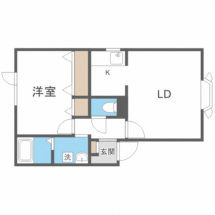 札幌市中央区南十八条西のアパートの間取り