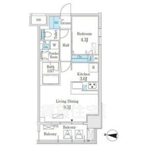 名古屋市中区千代田のマンションの間取り