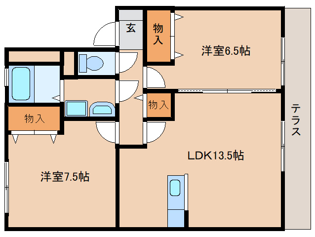 磯城郡三宅町大字屏風のアパートの間取り