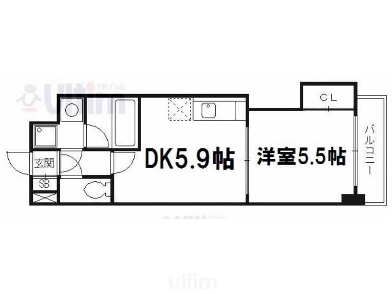 京都市上京区十四軒町のマンションの間取り