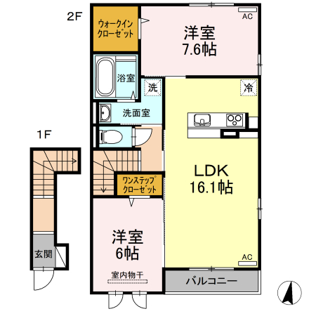 高松市上林町のアパートの間取り