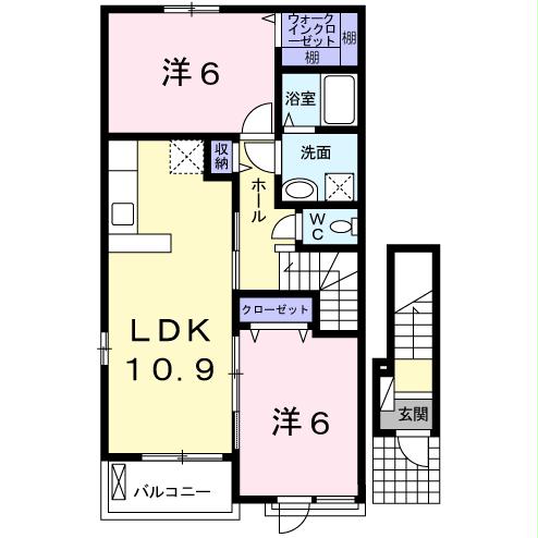 姫路市四郷町東阿保のアパートの間取り