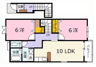 安芸高田市八千代町下根のアパートの間取り