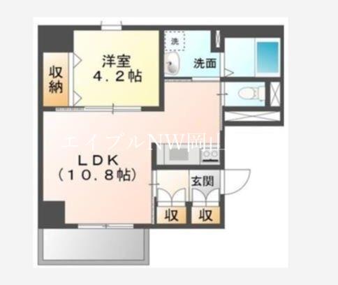 岡山市北区春日町のマンションの間取り