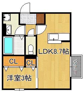 Ｄ－ＲＯＯＭ桜　本城の間取り