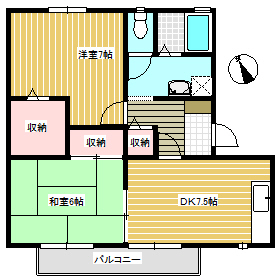 岡山市中区関のアパートの間取り