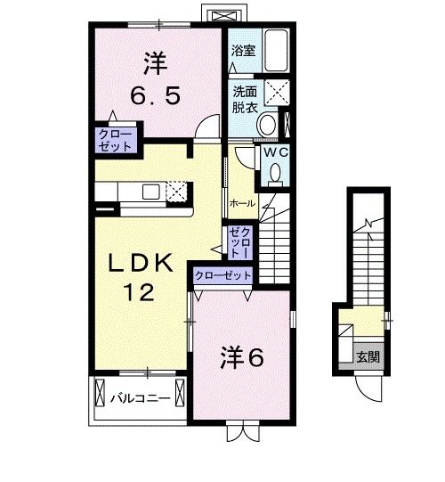 倉敷市南畝のアパートの間取り