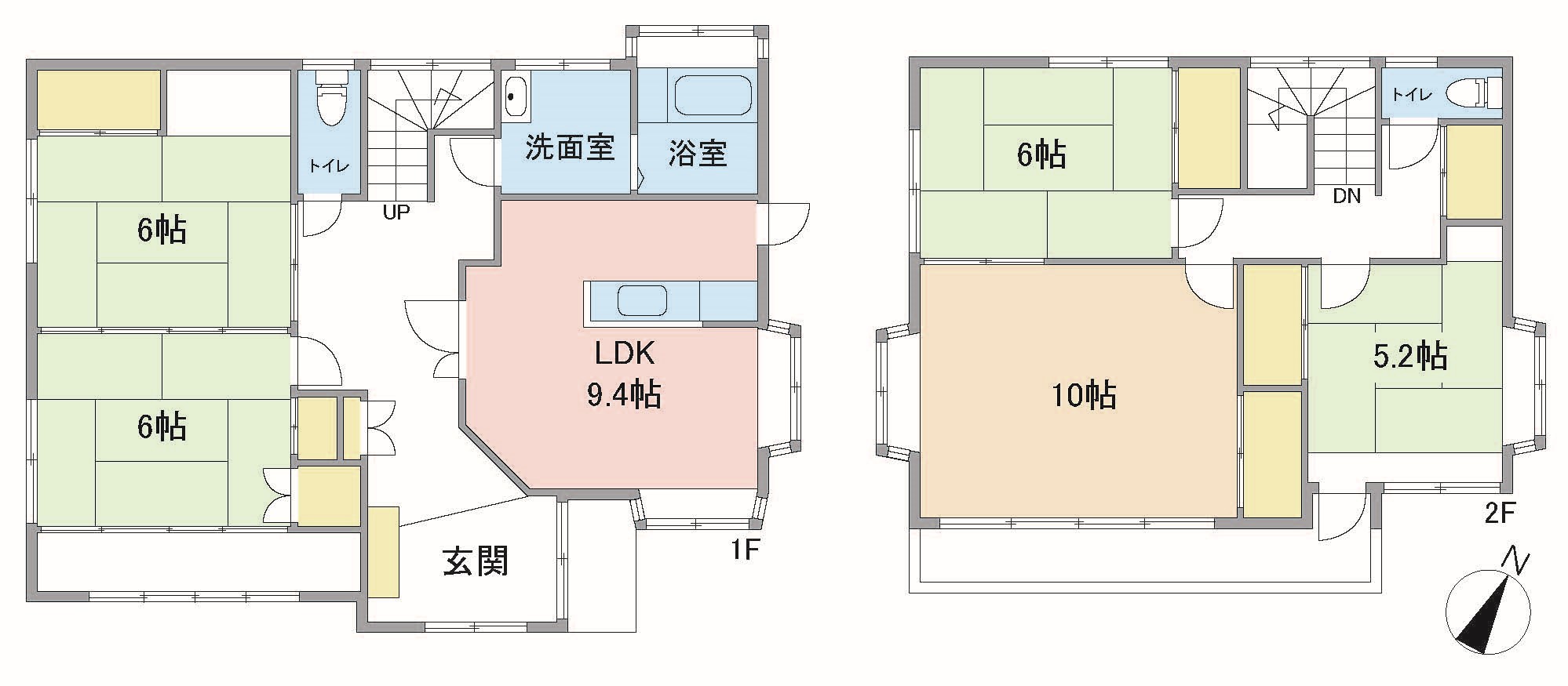 【勿来町四沢潮見台　5DK戸建の間取り】