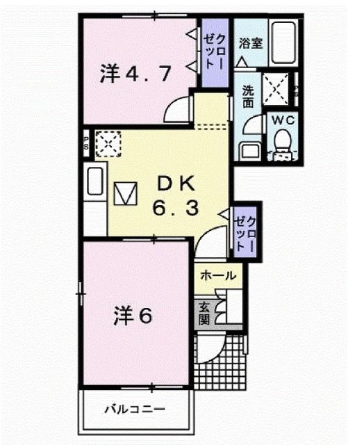 田村市船引町船引のアパートの間取り