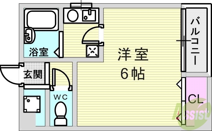 神戸市東灘区御影中町のマンションの間取り