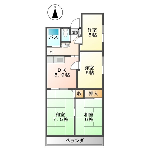 上田市上野のマンションの間取り