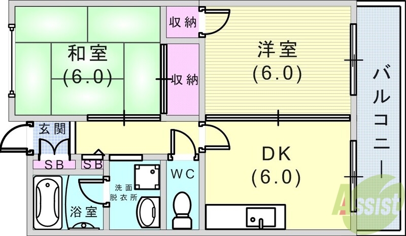 神戸市東灘区魚崎南町のマンションの間取り