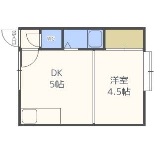 【札幌市北区北三十一条西のアパートの間取り】