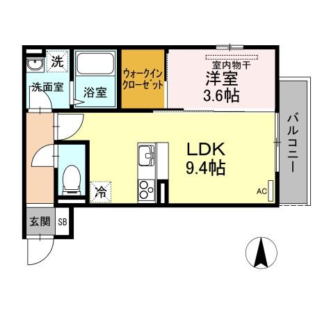 岡山市北区寿町のアパートの間取り