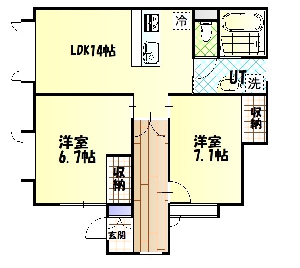 旭川市東光十四条のアパートの間取り