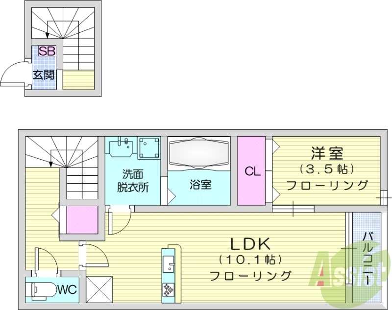 名取市増田のアパートの間取り