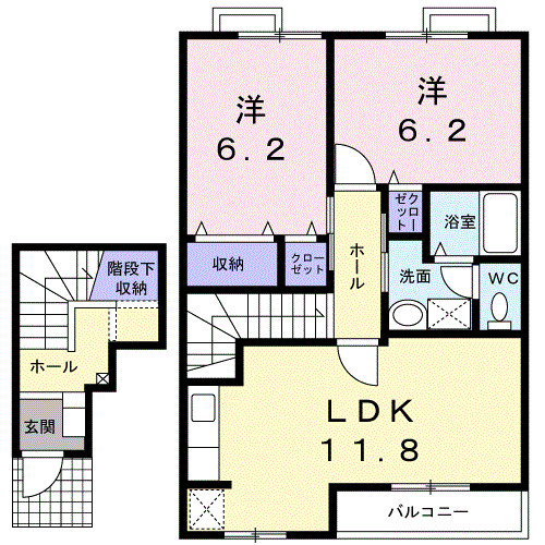 安来市安来町のアパートの間取り