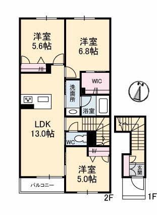 福山市御幸町大字上岩成のアパートの間取り