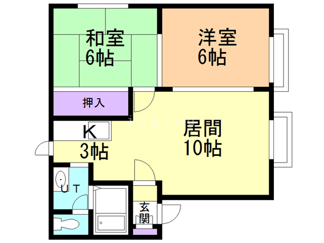 札幌市西区山の手六条のアパートの間取り