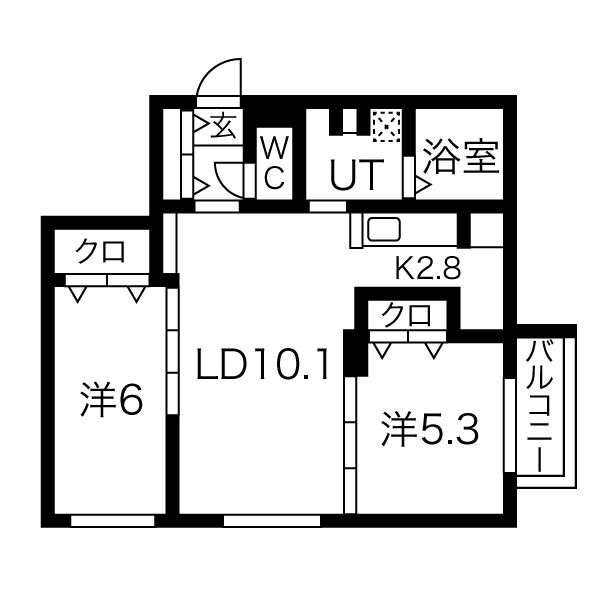 札幌市西区西野三条のマンションの間取り