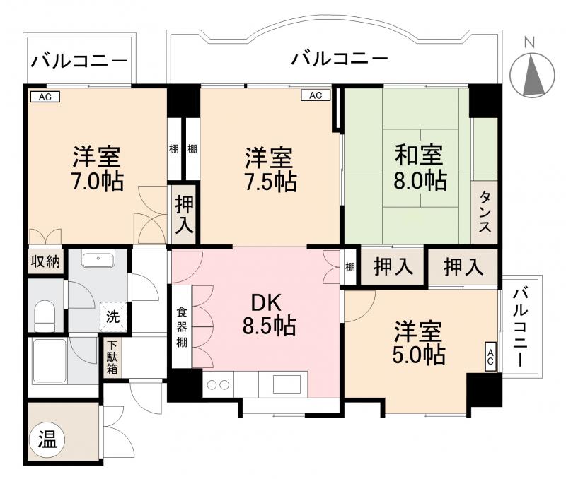 高松市番町のマンションの間取り