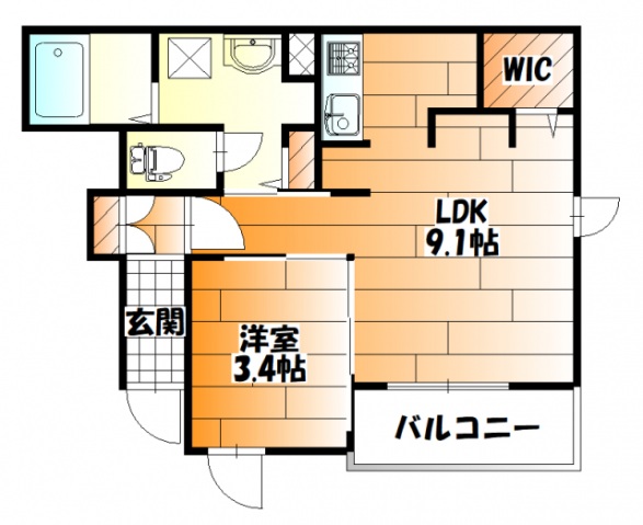 広島市安佐南区山本のアパートの間取り