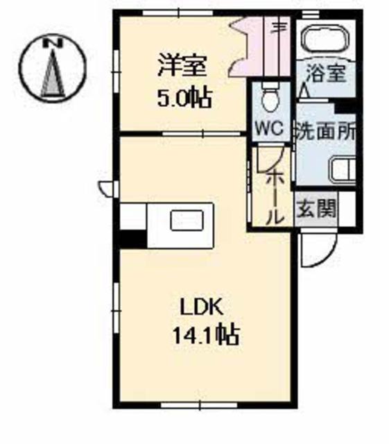 福山市南手城町のアパートの間取り