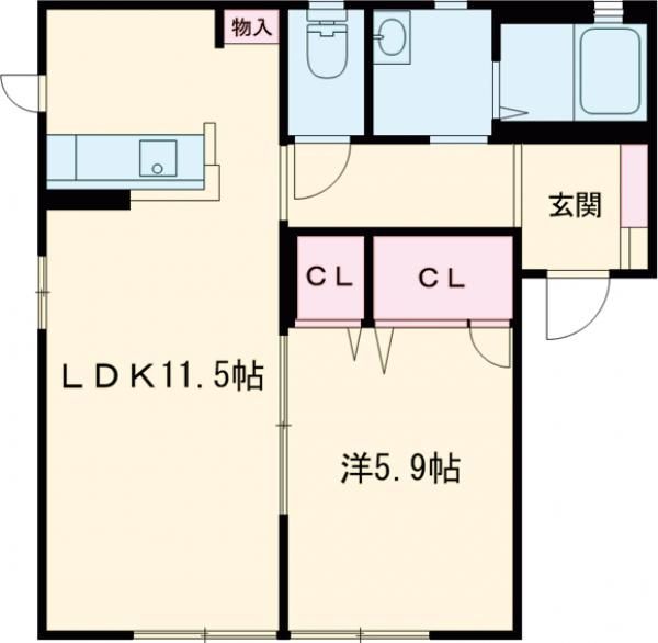 桑名市大字東方のアパートの間取り