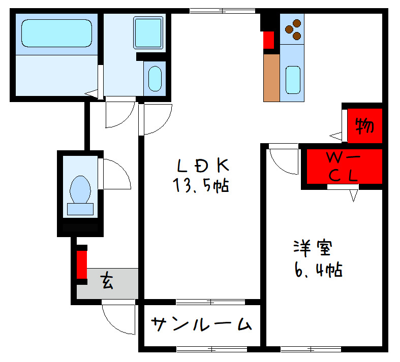 堺市東区草尾のアパートの間取り