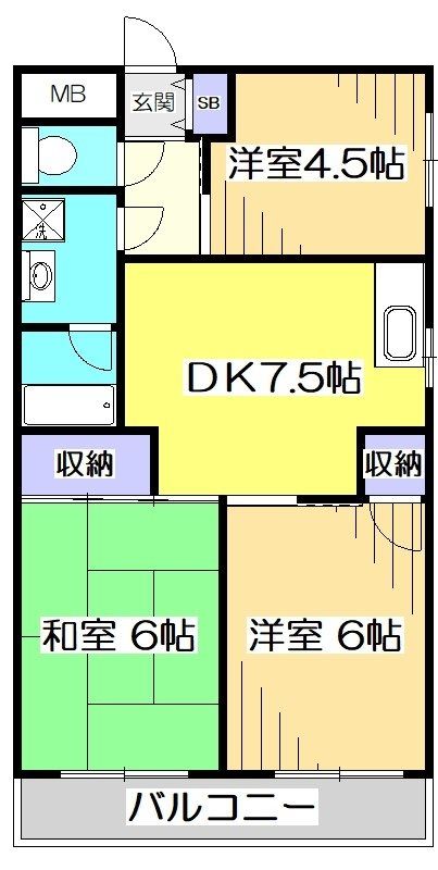 国分寺市東恋ヶ窪のマンションの間取り