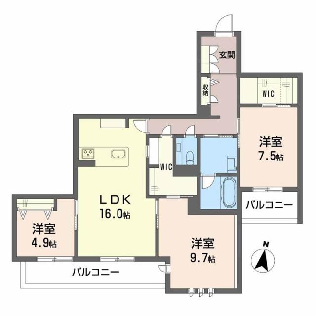 熊本市北区武蔵ケ丘のマンションの間取り