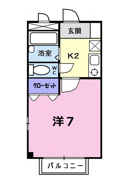 岡山市北区門前のアパートの間取り