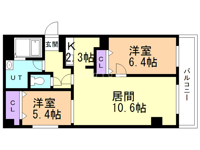 札幌市西区宮の沢三条のマンションの間取り