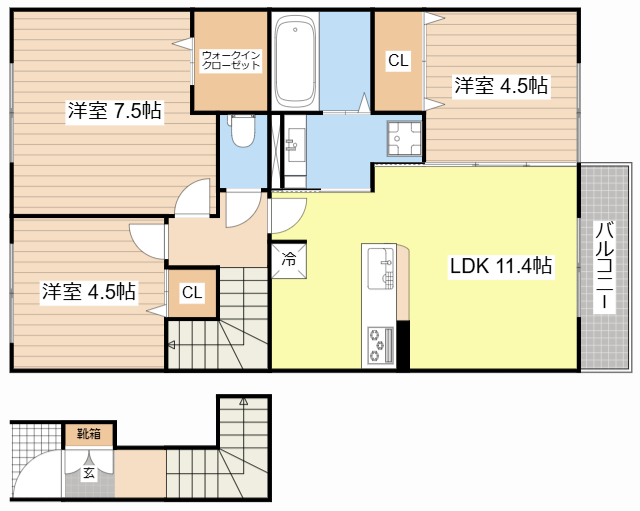 大津市南志賀のアパートの間取り