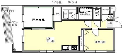 アダージョ住吉1-Dの間取り