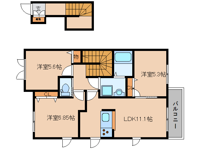 北葛城郡広陵町大字笠のアパートの間取り