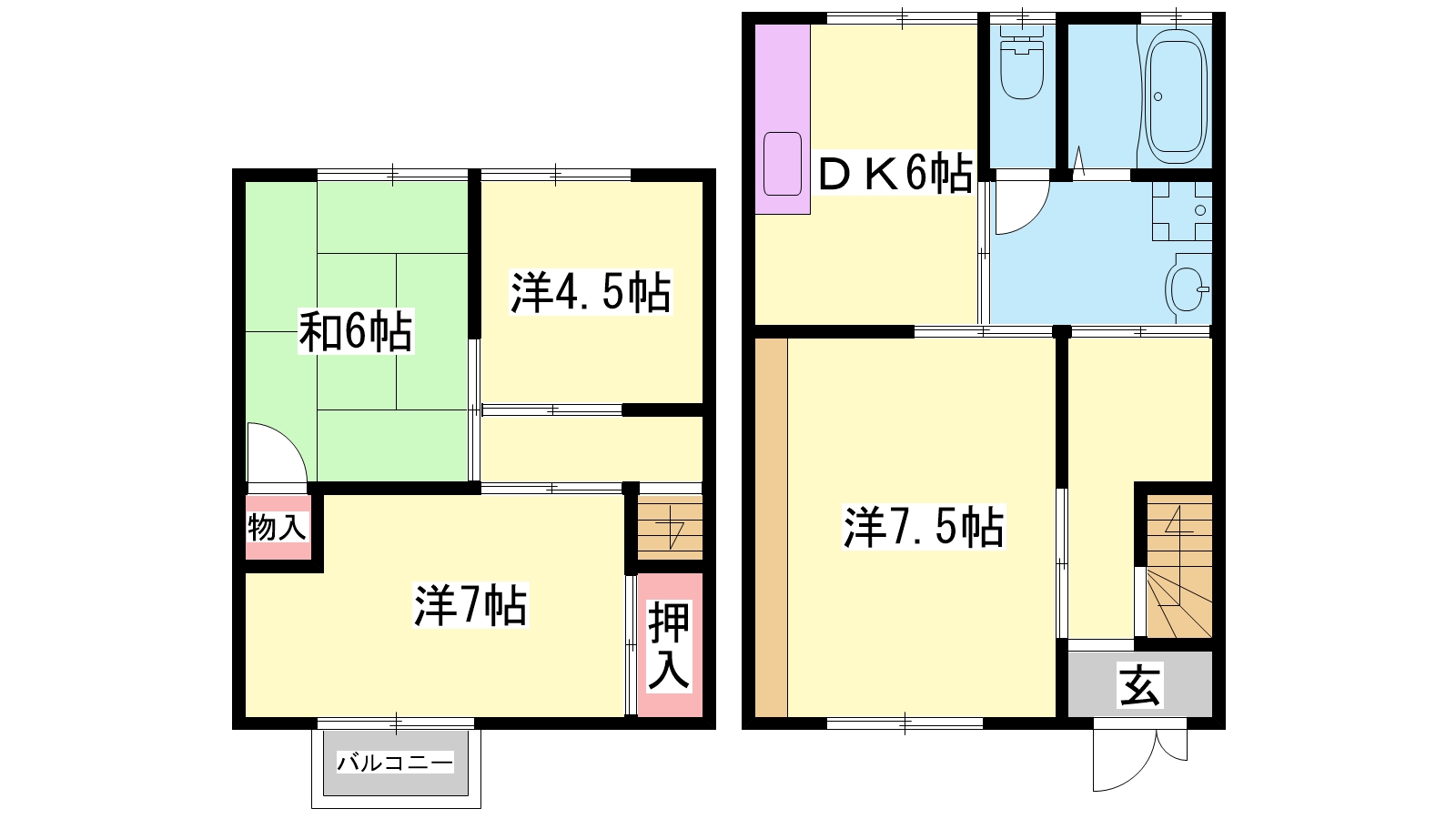 名古山テラスハウス　西号棟の間取り