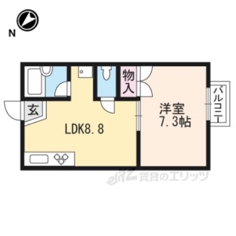 京都市左京区上高野木ノ下町のアパートの間取り