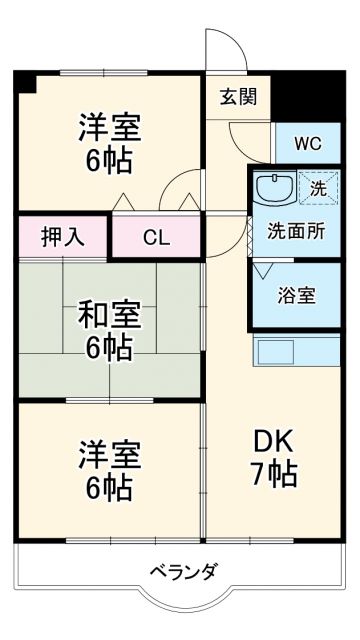 羽島市竹鼻町狐穴のマンションの間取り