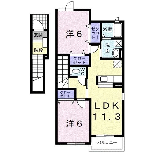 御坊市藤田町吉田のアパートの間取り