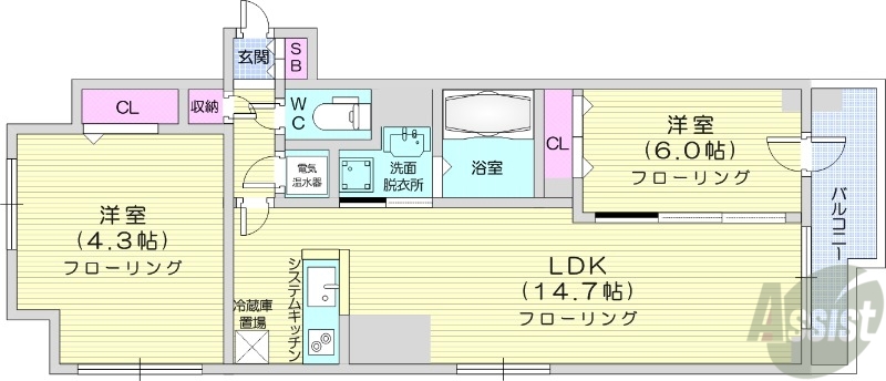 アルファタワー札幌南4条の間取り