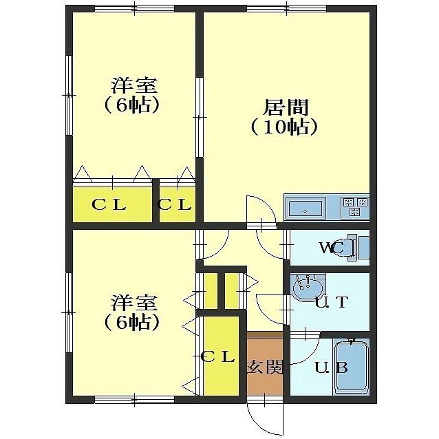 函館市上野町のアパートの間取り