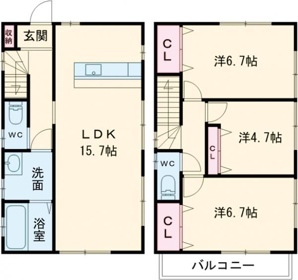 古淵４天野賃貸住宅の間取り